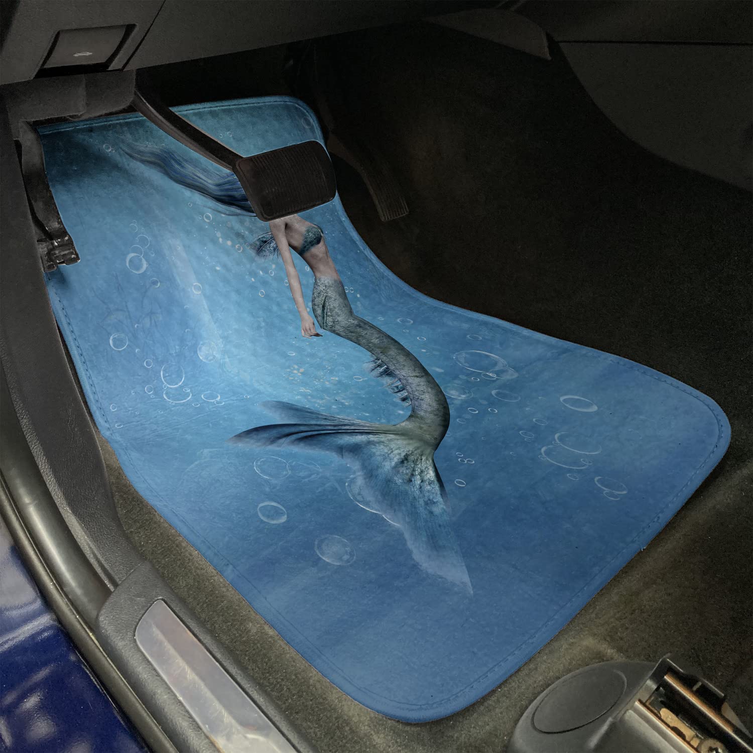 Ambesonne Waterproof Car Floor Mats Set of 2 - Non-Slip PVC Backing, Mermaid & Ocean Life Design (27.5