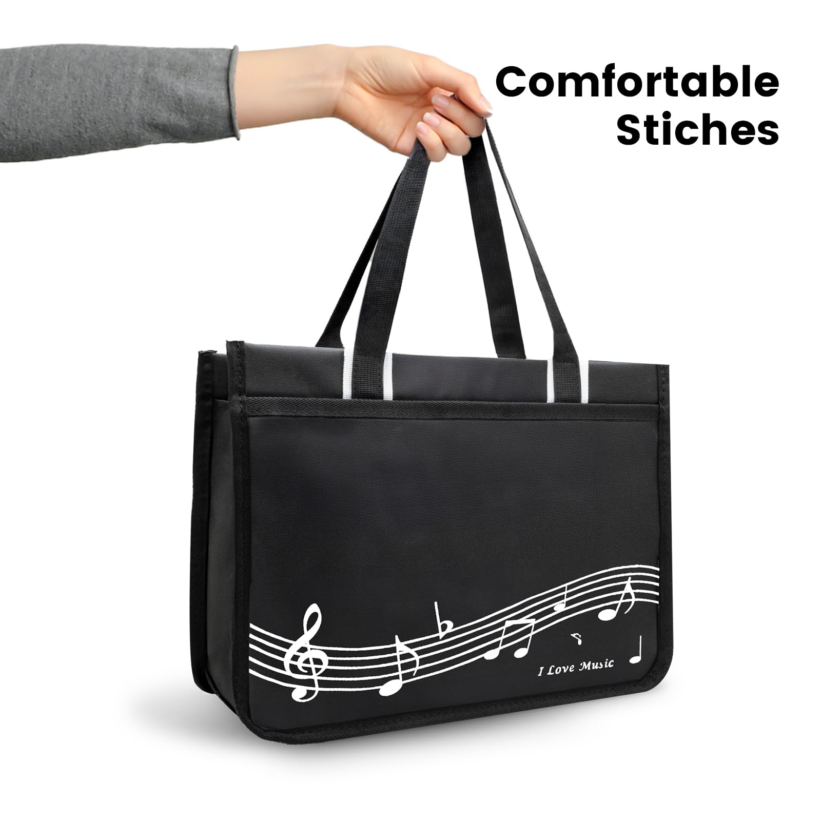 BestSounds Waterproof Zippered Piano Bag - Durable Music Book Tote for Piano Accessories, Perfect for Students, Kids & Women - Great Musician Gift (Black) - Ideal for Piano Lessons, Music School & Travel