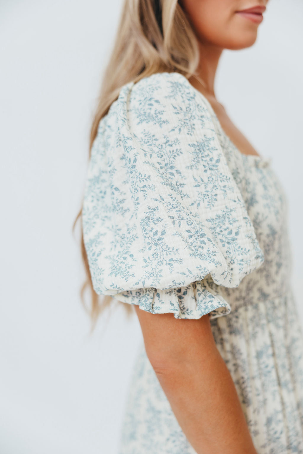 Livvy 100% Cotton Maxi Dress - Blue Foliage Print, Flowy Long Summer Dress for Women, Perfect for Beach Vacations, Garden Parties & Casual Outings