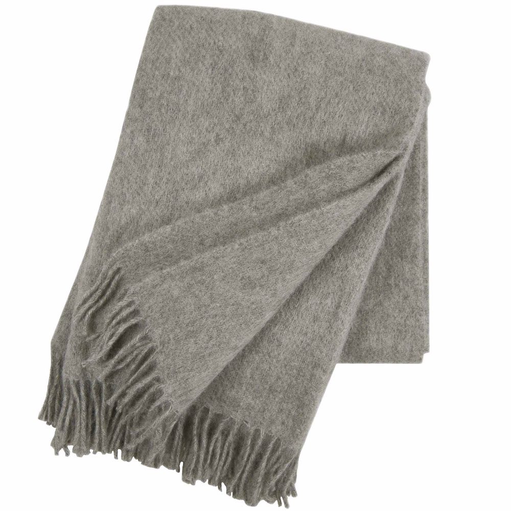 Premium Klippan Gotland Wool Throw Blanket - Soft Grey Warm Knit Blanket for Sofa, Bed & Travel - Cozy Home Decor & Winter Essential