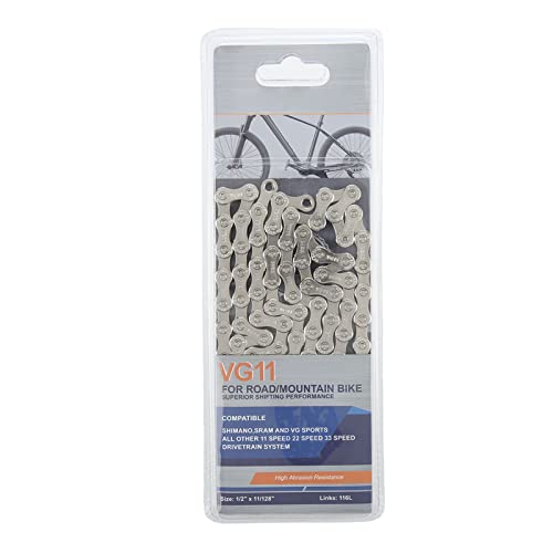 11-Speed High Carbon Steel Bicycle Chain for Mountain & Road Bikes - Durable Silver Bike Chain for VG Sports Bicycles & Accessories | Perfect for Cycling, Commuting & Off-Road Adventures