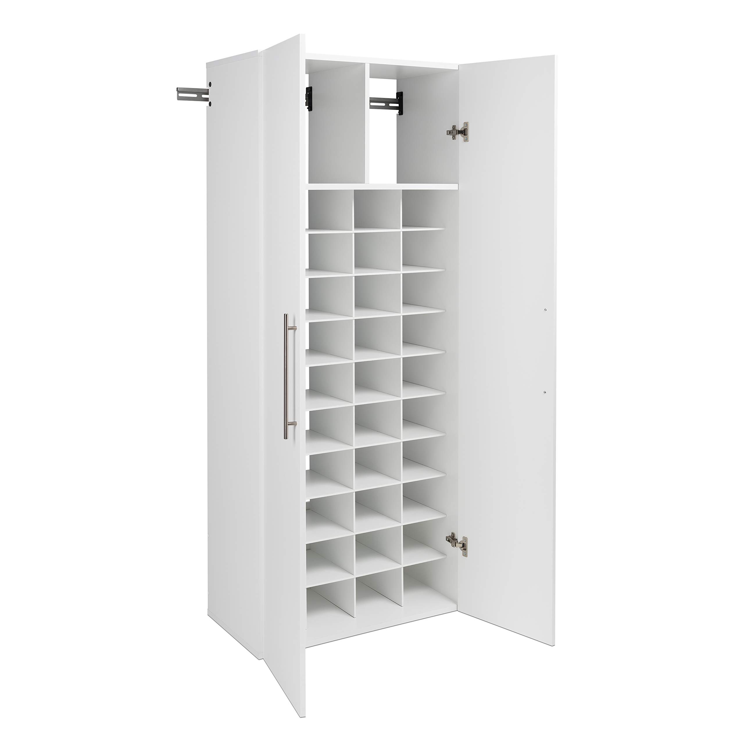 Prepac 30-Inch Wall Mounted Shoe Storage Cabinet with 40 Cubbies - White (30