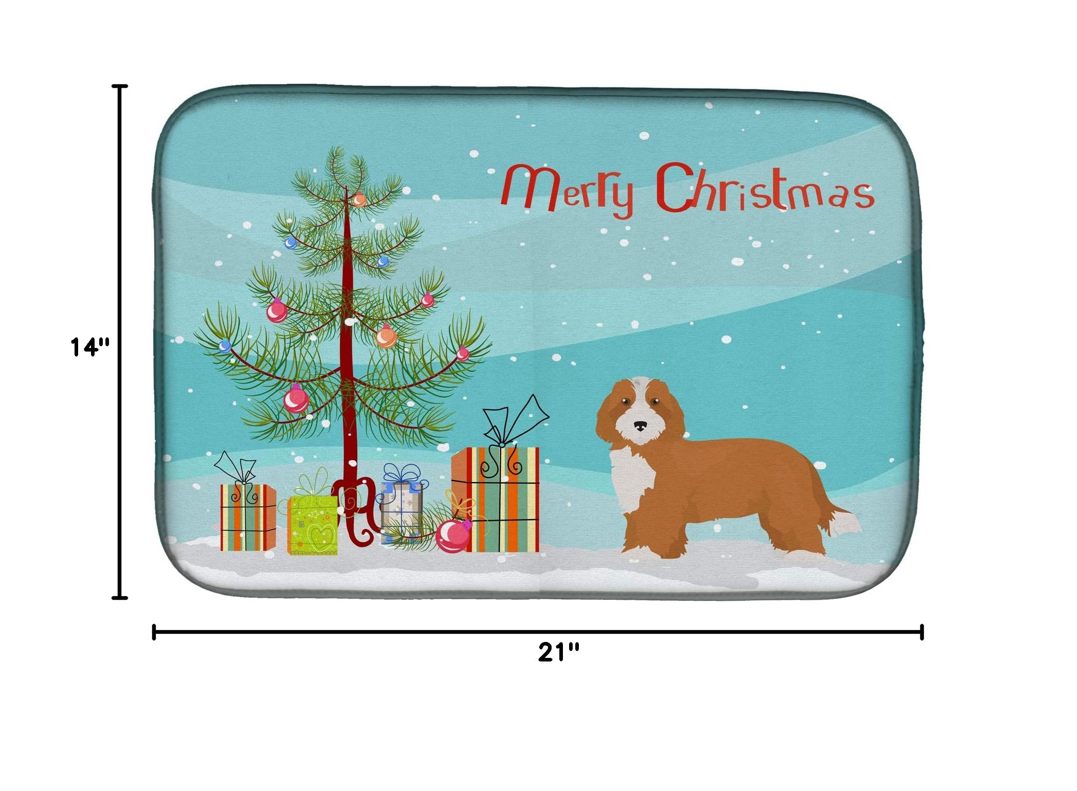 Doxiepoo Christmas Tree Dish Drying Mat - Absorbent Kitchen Counter Mat for Holiday Decor