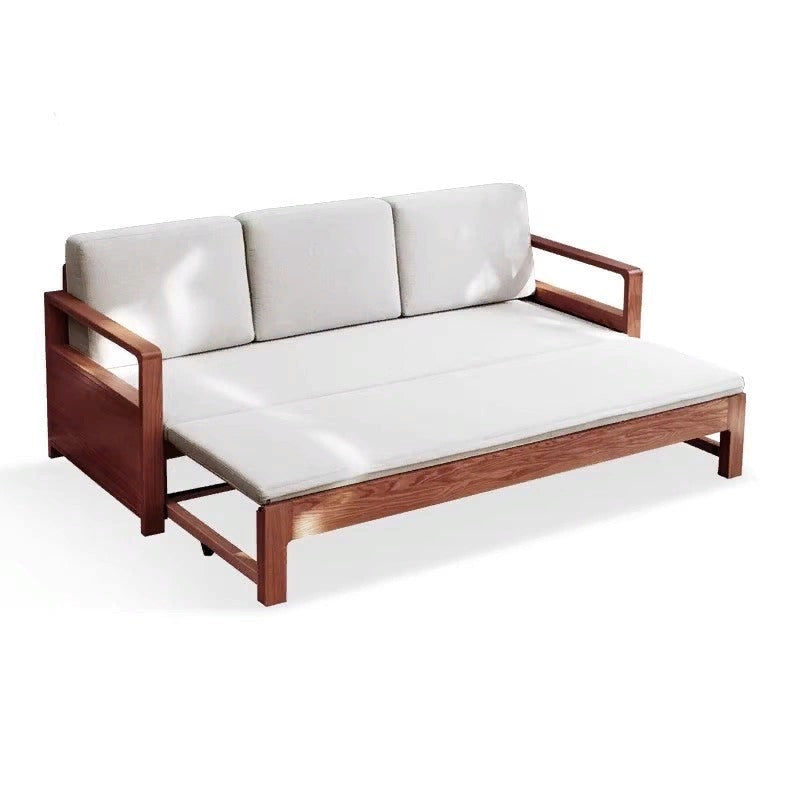 Oak Solid Wood Folding Storage Sofa Bed - Convertible Guest Bed & Space-Saving Furniture for Small Apartments, Living Rooms & Dorm Rooms