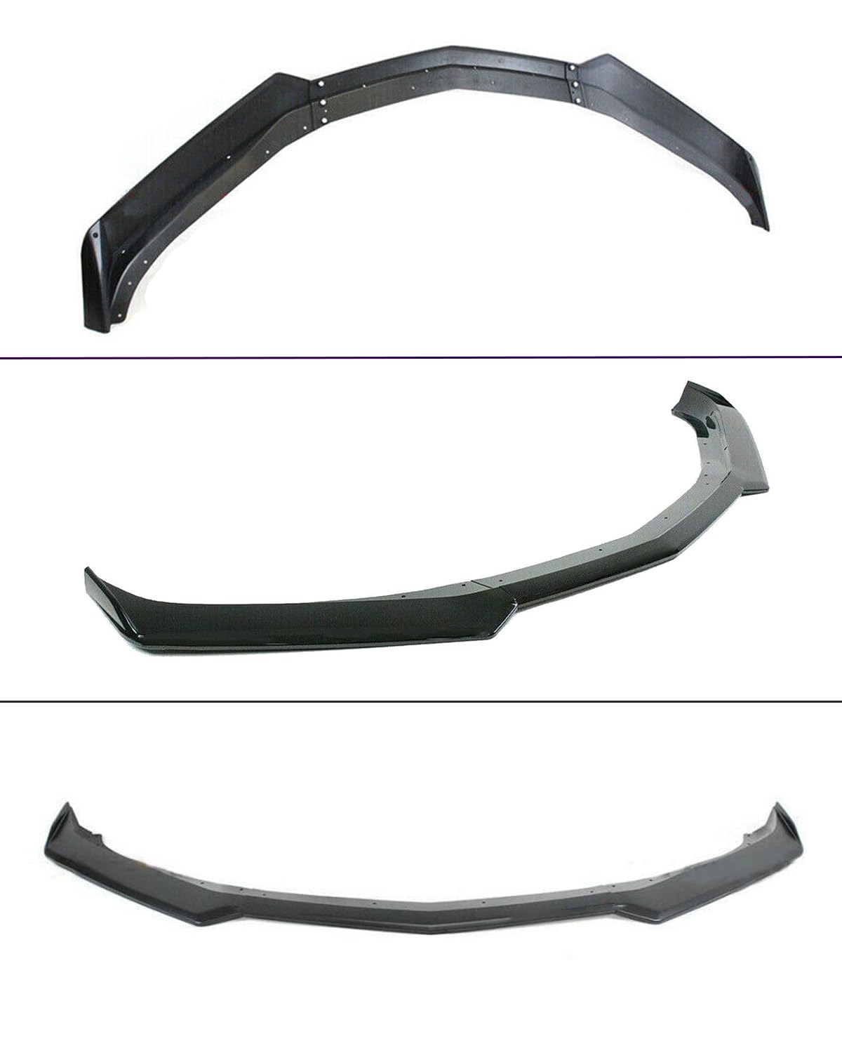 3PCS Front Bumper Lip Spoiler Diffuser Splitter for Chevy Camaro SS 2016-2021 & LS LT RS 2019-2021 - Matte Black Car Body Kit - Enhance Style & Aerodynamics for Street Racing & Car Shows