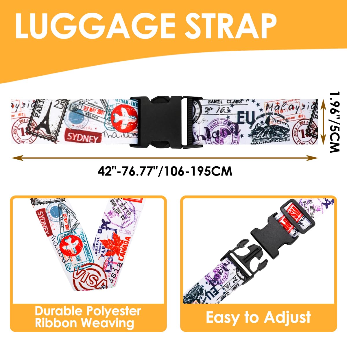 Adjustable Luggage Strap for Suitcases - 1.96