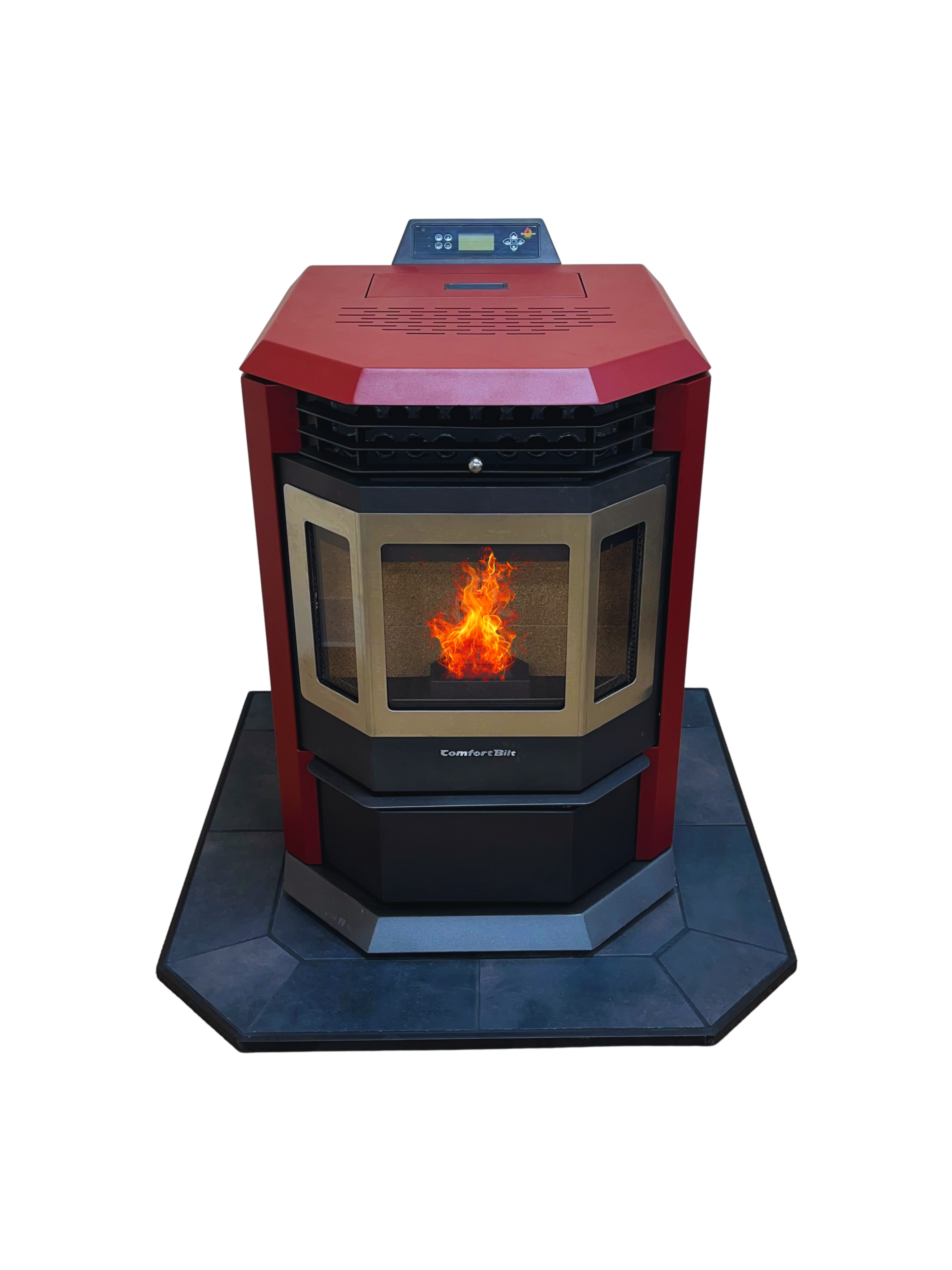 **HP22 Burgundy Pellet Stove with 36