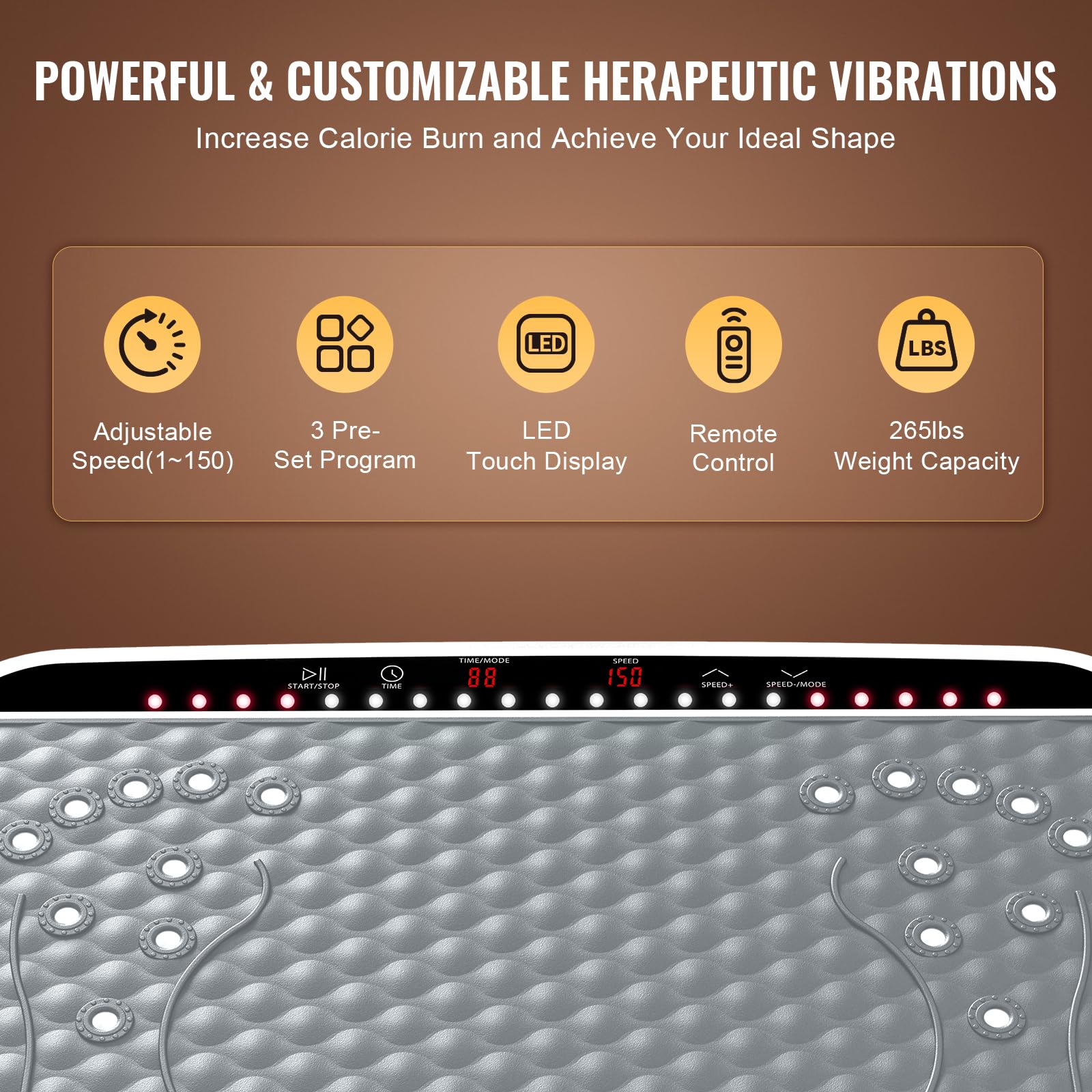 **Vibration Plate Exercise Machine for Weight Loss & Body Toning - Whole Body Fitness Platform with Dynamic LED Lights - Lymphatic Drainage & Home Gym Workout for Women & Men - Perfect for Home Fitness, Recovery & Dynamic Training**