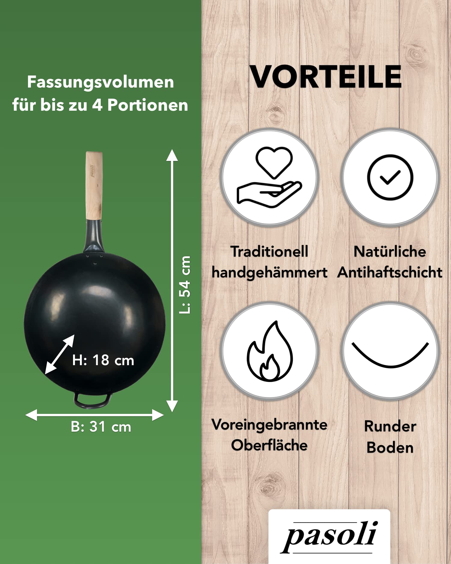Hand-Hammered Carbon Steel Wok Pan - 12 Inch Round Bottom Pre-Seasoned Traditional Wok for Gas Stove or Grill - Natural Non-Stick Coating - Perfect for Stir-Frying, Deep Frying & Asian Cooking
