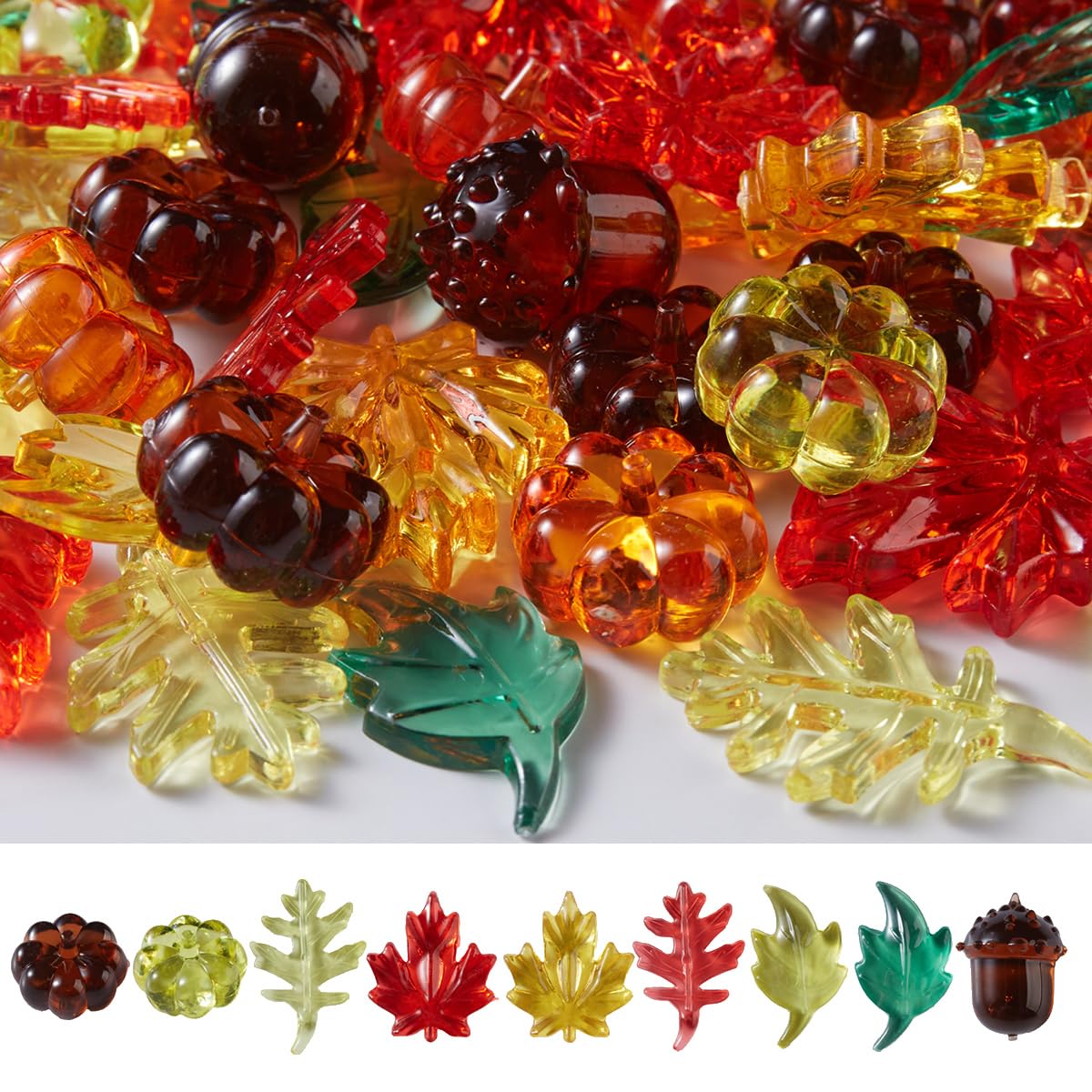 120 Pcs Thanksgiving Acrylic Holiday Gems - Crystal Table Scatter Decorations for Thanksgiving Party, Vase Filler, Centerpiece & Home Decor (Fall Harvest Theme)