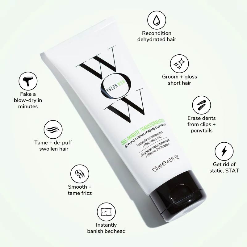 Color Wow One Minute Transformation Anti-Frizz Styling Cream for Smooth, Shiny Hair - Perfect for Daily Frizz Control & Heat Styling Protection