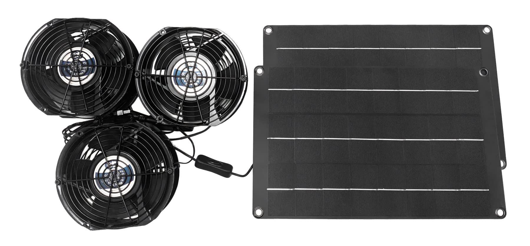 Coolerguys Solar Powered Triple Fan Kit - Portable Cooling Solution for Camping, Outdoor Adventures & Emergency Power Outages