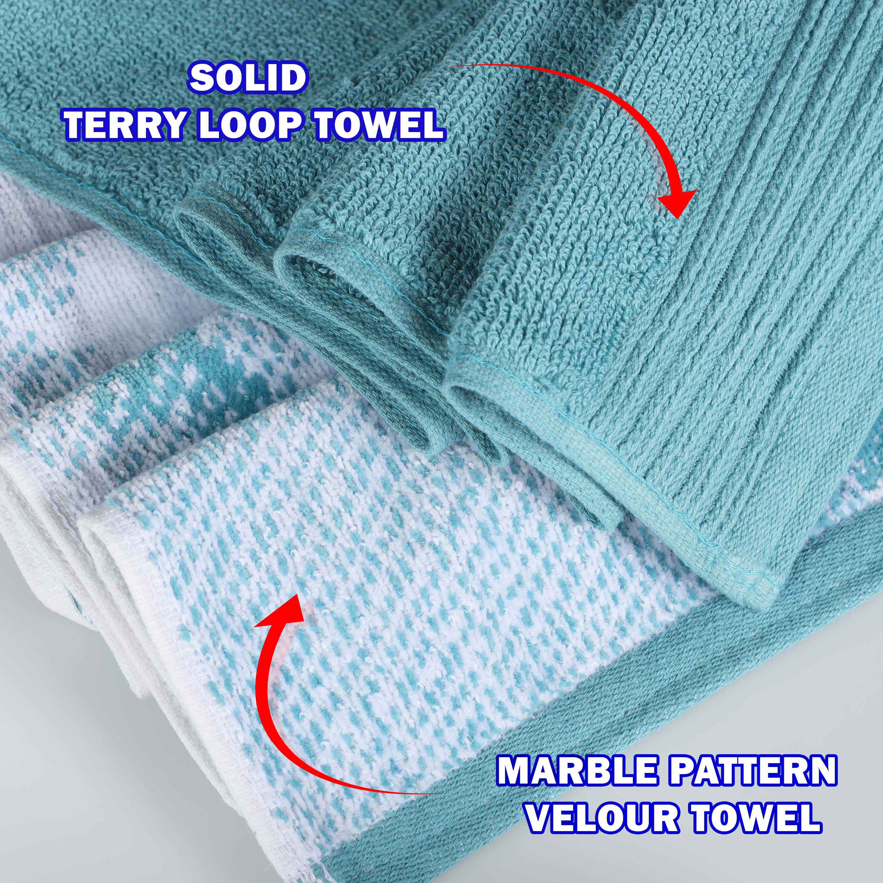 Premium 4-Piece Cotton Bath Towel Set - Soft & Absorbent Solid & Marble Design - Perfect for Spa, Bathroom & Luxury Home Decor