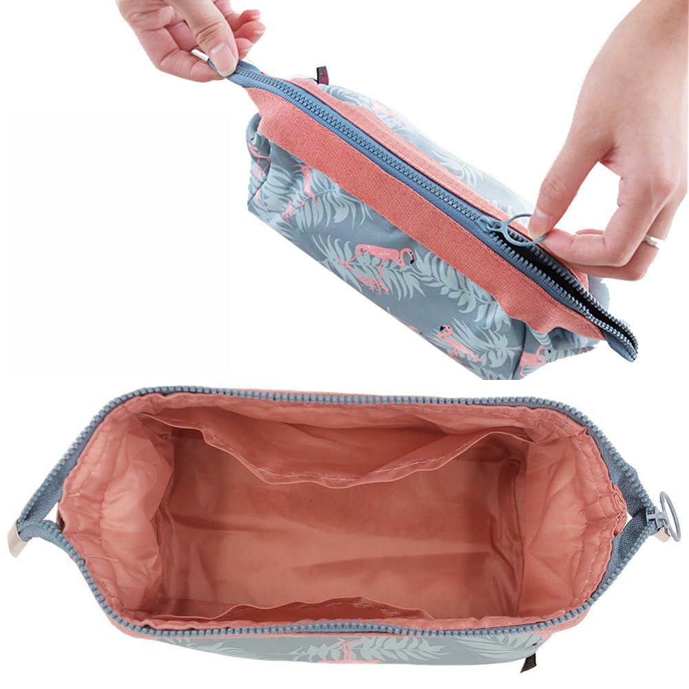 Light Blue Makeup Bag for Women - Travel Cosmetic Organizer with YKK Zipper, Brush Pouch & Jewelry Storage | Portable Toiletry Kit for Cosmetics, Electronics & Hard Drives | Perfect for Travel, Gym & Daily Use
