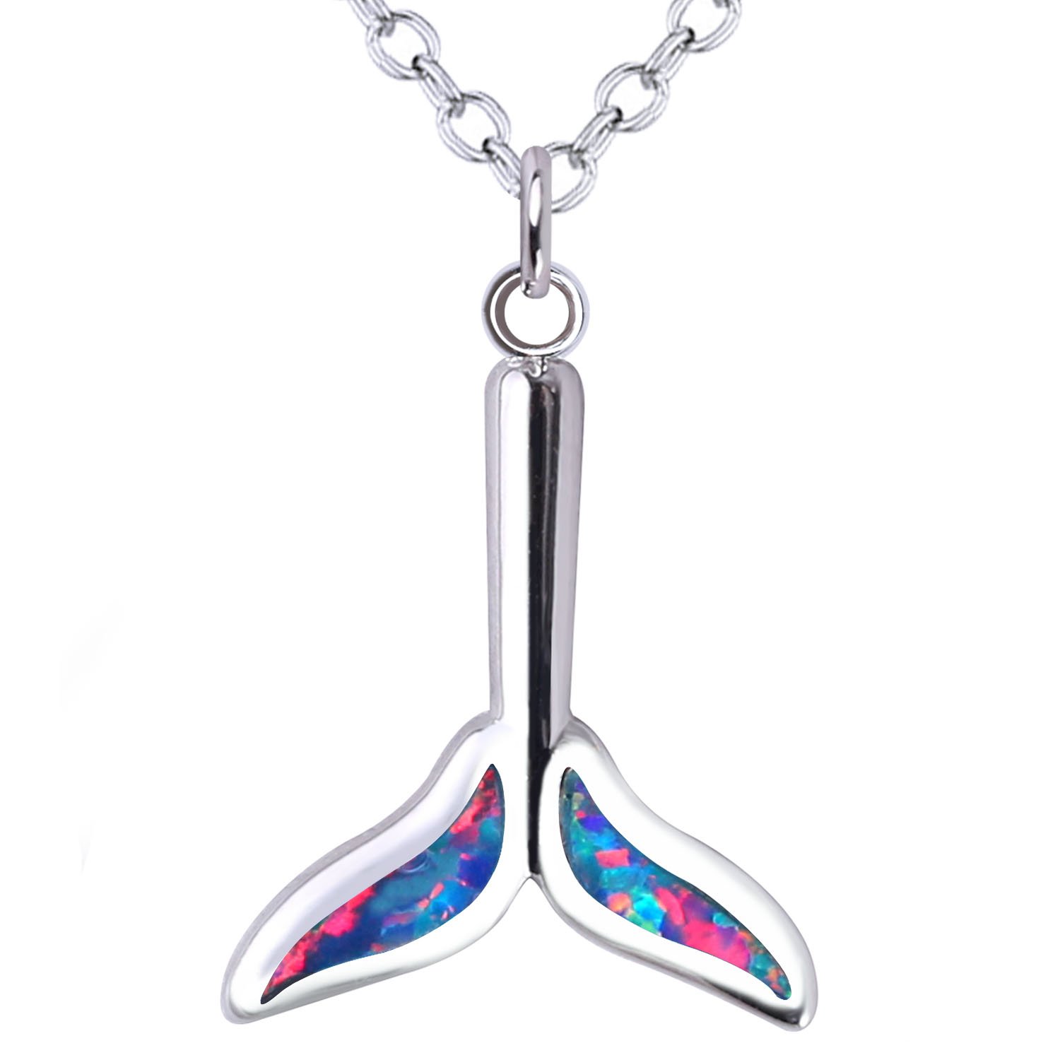 Elegant KELITCH Fishtail Choker Necklace with Created Opal Pendant - 16-18 Inch Adjustable Chain in Red | Perfect for Evening Parties, Date Nights & Special Occasions