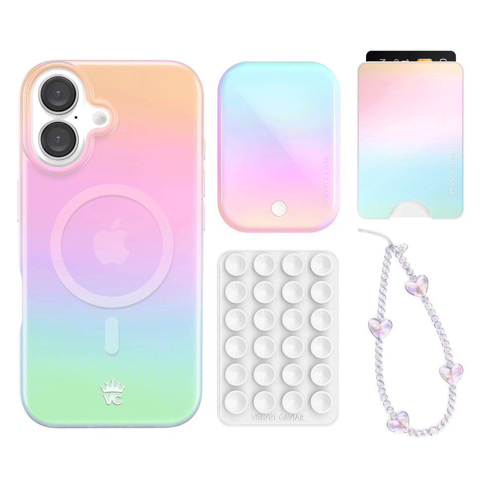 White Opal iPhone Case with Wallet Holder - Stylish & Functional Phone Accessory for Everyday Use, Travel, and On-the-Go Convenience