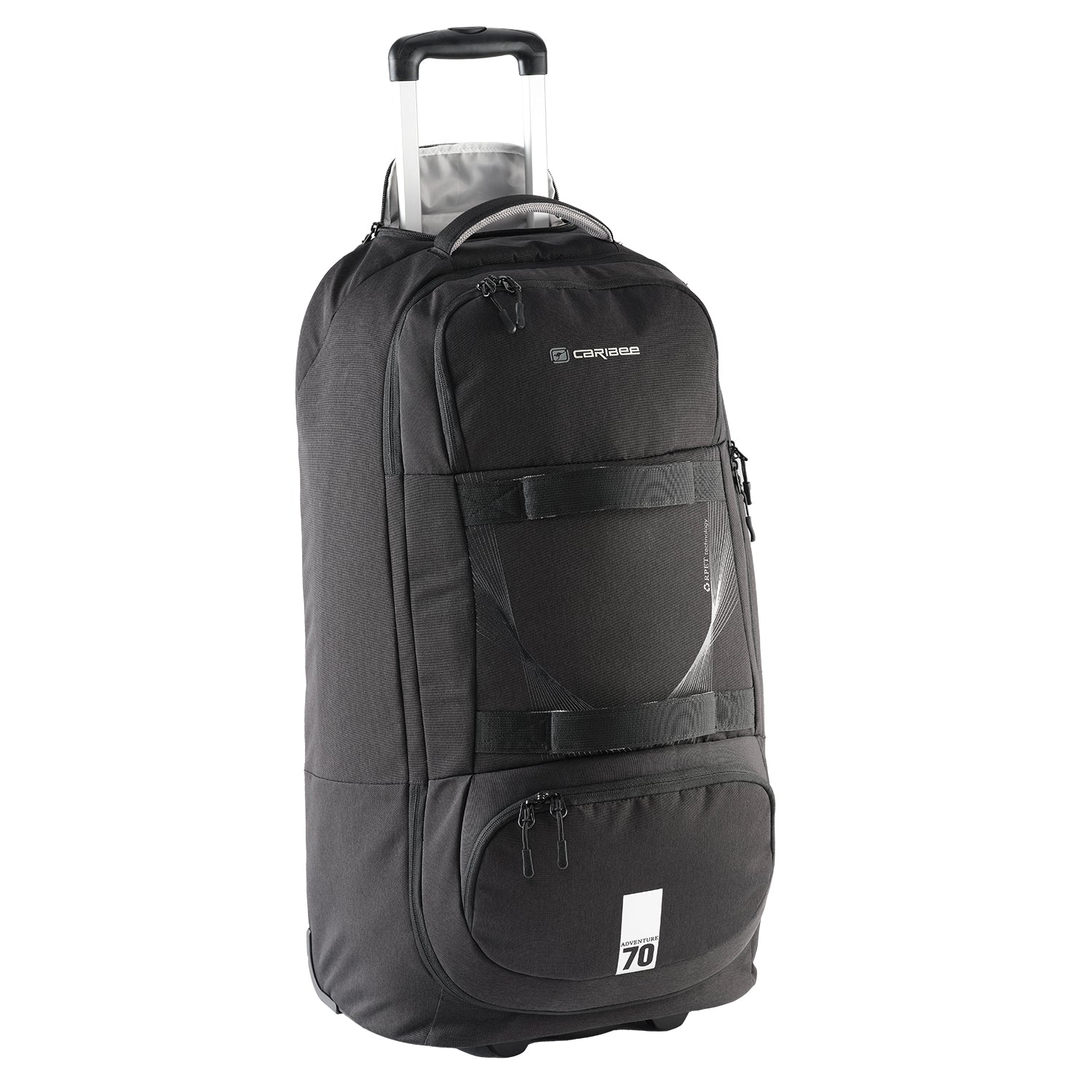 Caribee Adventure 70L Duffle Bag with Backpack Straps - Black - Perfect for Travel, Camping & Outdoor Adventures