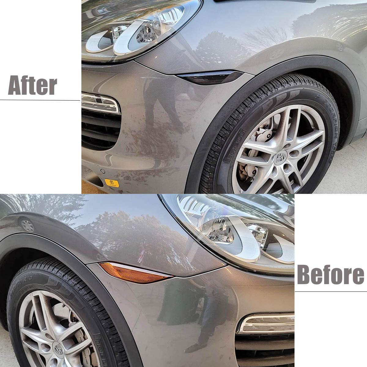 Smoked Lens LED Side Marker Lamp for 2011-2014 Porsche 958 Cayenne - Amber Turn Signal & Xenon White Running Light - Perfect for Night Driving and Enhanced Vehicle Visibility