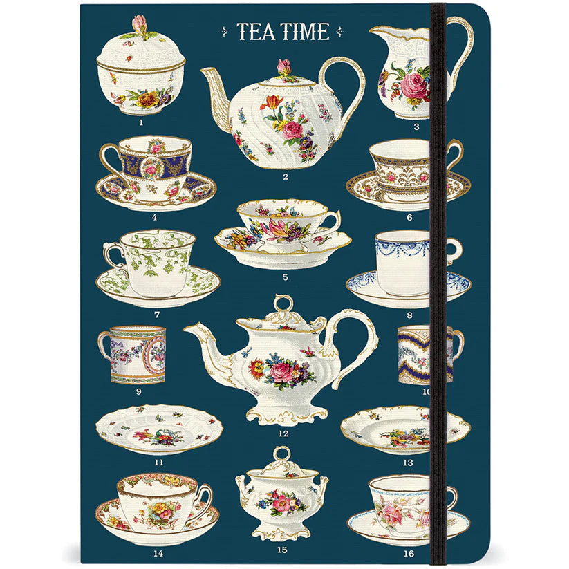 Cavallini & Co. Large Notebook - Vintage Tea Time Design Journal for Writing, Sketching & Note Taking - Perfect Gift for Tea Lovers, Office & Home Use