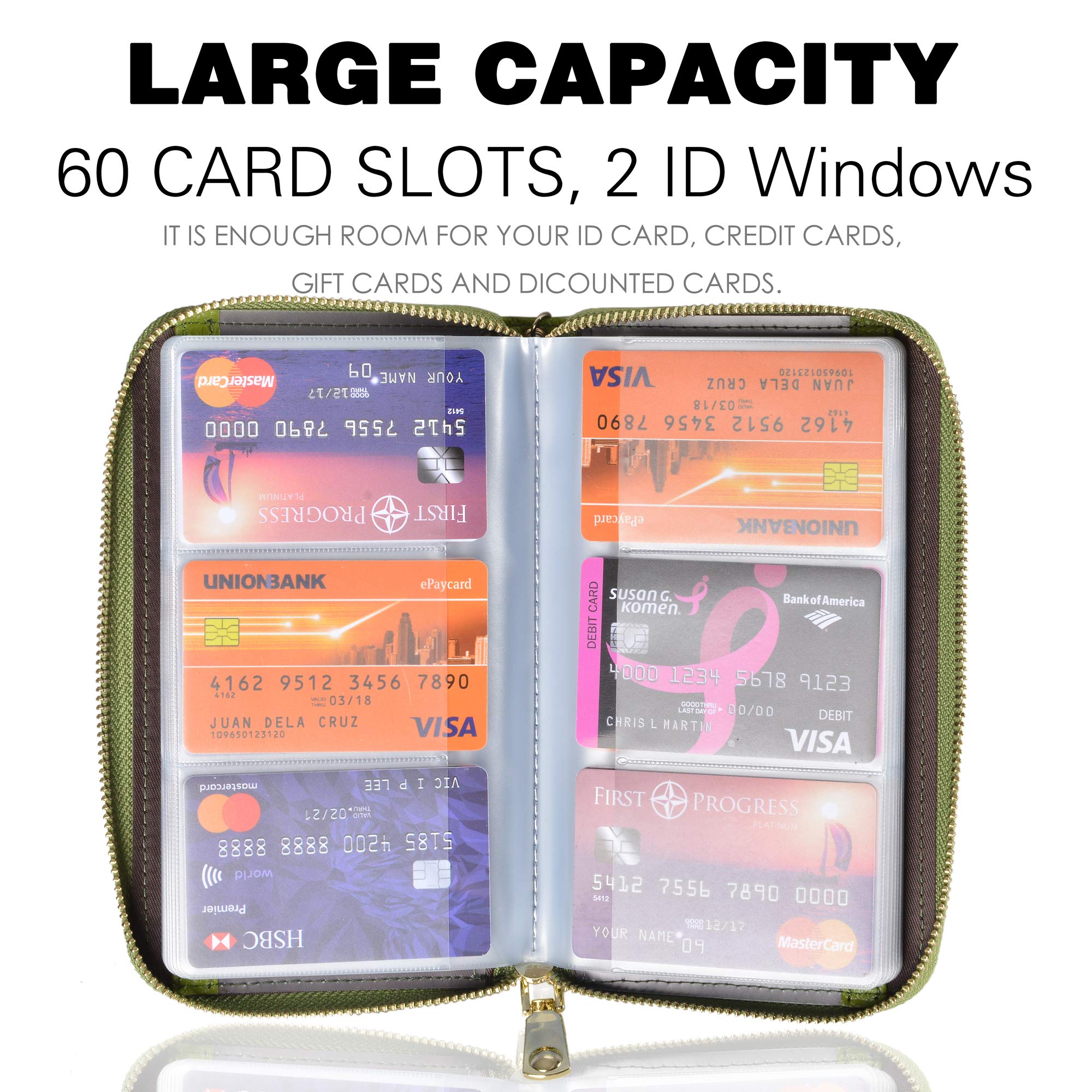 Premium RFID Blocking Leather Credit Card Holder Wallet for Women - Slim Zipper Purse with Multiple Card Slots, Perfect for Travel, Shopping & Everyday Use
