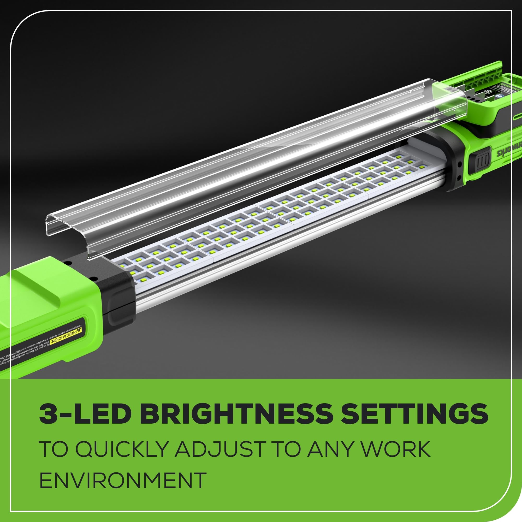 Greenworks 24V Underhood Work Light - 1200 Lumen LED Light Bar with 2Ah Battery & 2A Charger for Auto Repair, Mechanics, and DIY Car Maintenance