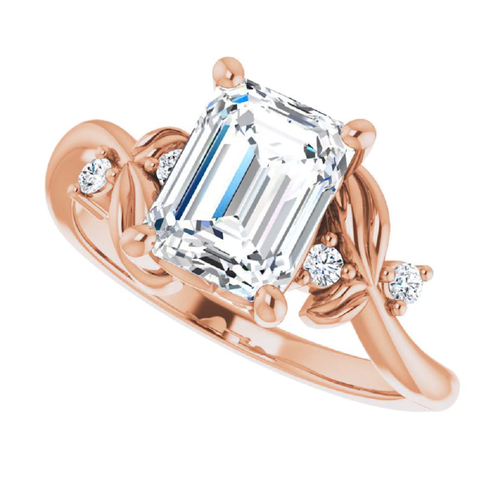 10K Solid Rose Gold Handmade Engagement Ring - 2.0 CT Emerald Cut Moissanite Diamond Solitaire Wedding Band for Women - Perfect for Proposals, Anniversaries & Bridal Jewelry Gifts