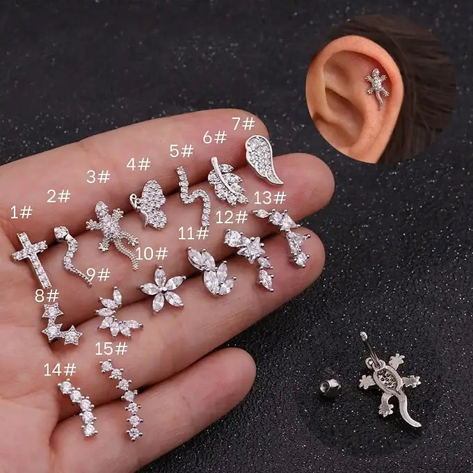 20G Cartilage Tiny Silver Stud Earrings with Leaf Design - Minimalist Dainty Jewelry for Women | Perfect for Everyday Wear, Gifts & Special Occasions | HSPJ1924