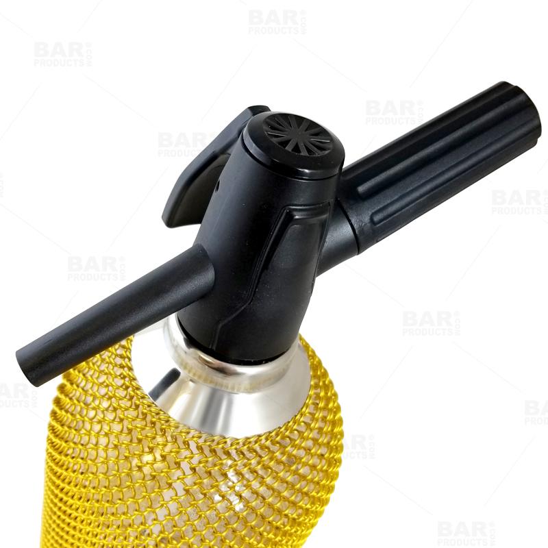 BarConic® 1 Liter Glass Soda Siphon with Stainless Steel Mesh Cover - Perfect for Carbonating Drinks, Cocktails & Sparkling Water at Home or Bar