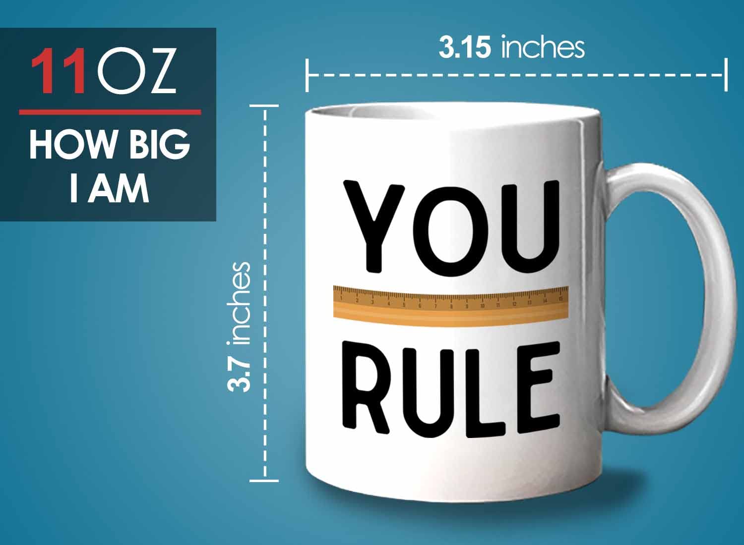 11oz White Teacher Mug - 'You Rule' Inspirational Gift for Teacher's Day, Valentine's Day & Back to School - Perfect for Coffee, Tea & Classroom Appreciation