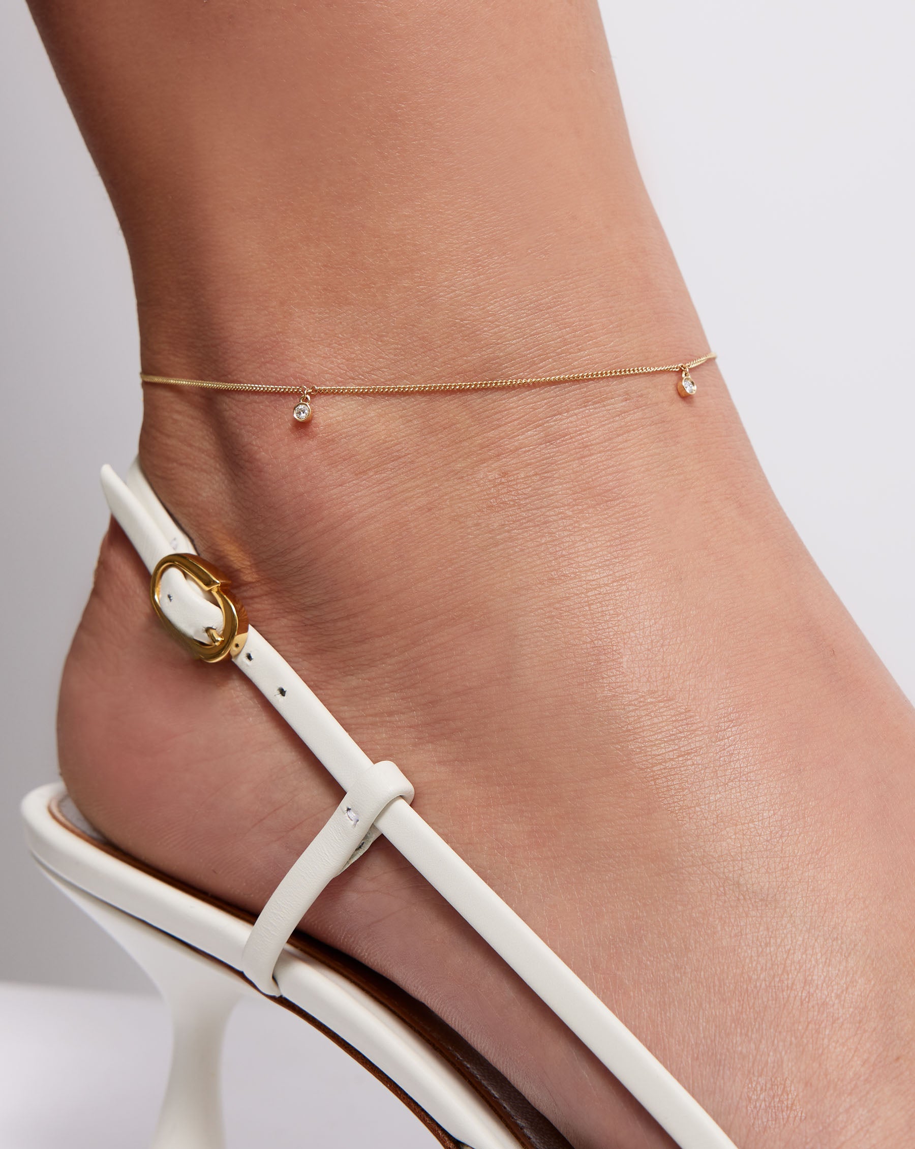 Elegant Diamond Drop Anklet for Women - 14K Gold Plated Dainty Ankle Bracelet - Perfect for Beach, Wedding & Summer Outfits