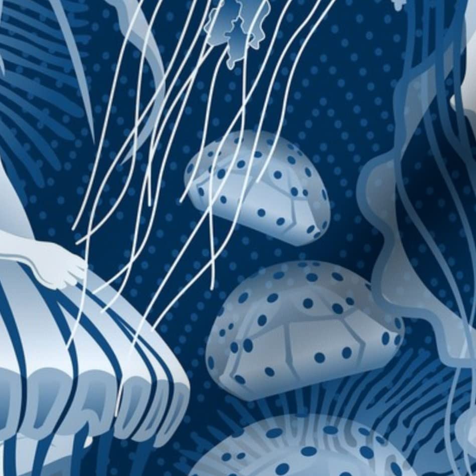 Underwater Dance Water Woman Printed Minky Fabric by The Yard - Blue Magical Jellyfish Design for Home Decor, Sewing Projects, Baby Blankets & Quilt Backing | Perfect for Nursery, DIY Crafts & Soft Plush Creations
