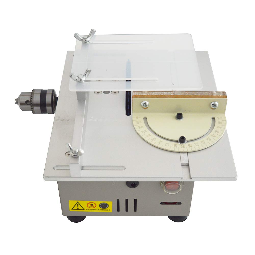 TECHTONGDA Precision Mini Table Saw - Multifunctional DIY Woodworking Bench Saw with Cutter Grinder (T5) for Crafting, Hobby Projects & Home Workshop Use