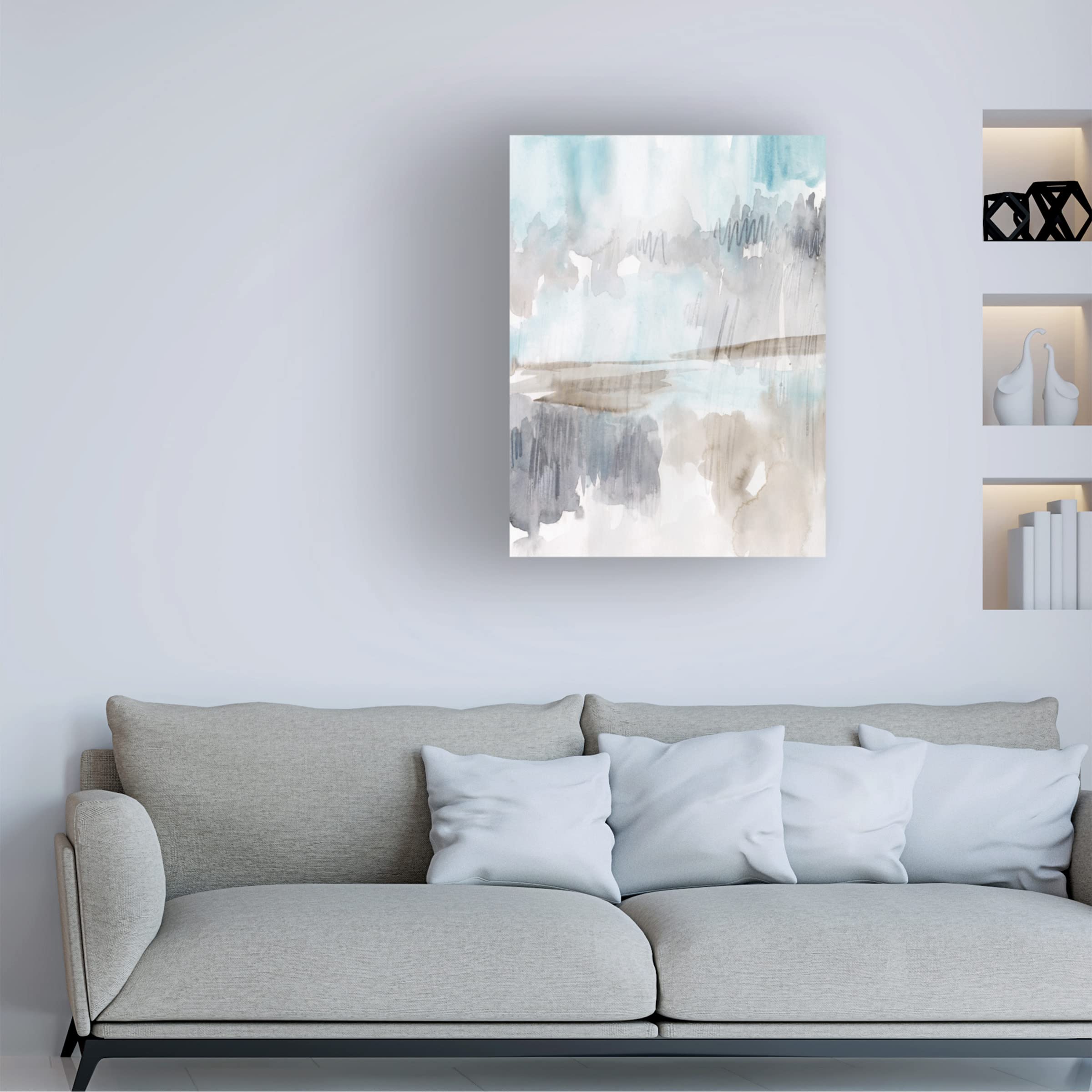 Jennifer Paxton Parker 'Steel Stratus II' Canvas Wall Art Print - Modern Abstract Painting for Living Room, Bedroom & Office Decor