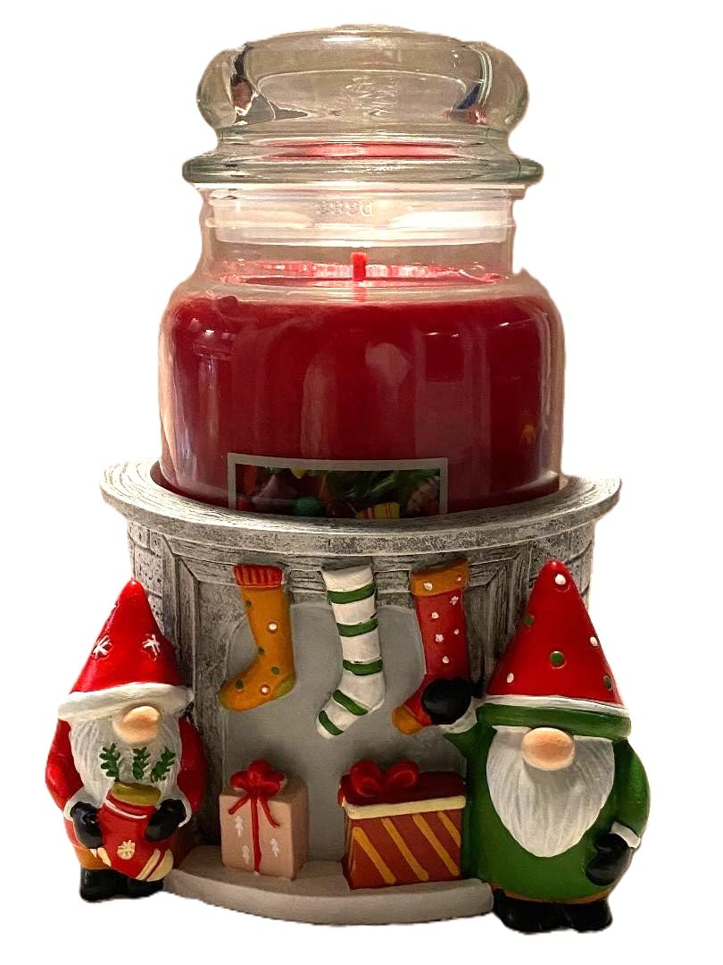 Yankee Candle Christmas Candy Scented Large Jar Candle with Gnome Stockings Holder - Holiday Home Decor, Gift for Christmas, Cozy Winter Ambiance