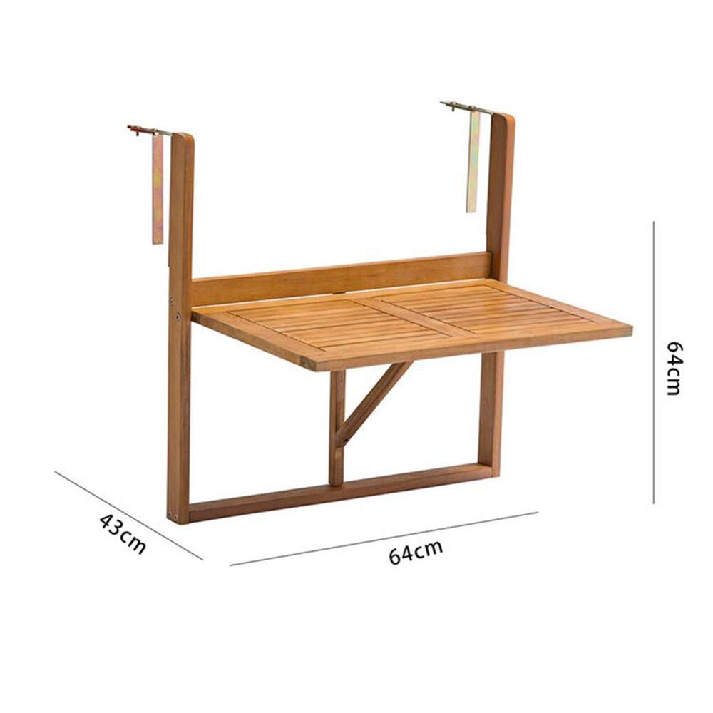 Foldable Iron Balcony Hanging Table - Solid Wood Wall-Mounted Railing Desk for Coffee, Study & Work - Multi-Functional Folding Computer Table with 15kg Weight Capacity - Perfect for Small Spaces, Apartments & Outdoor Use