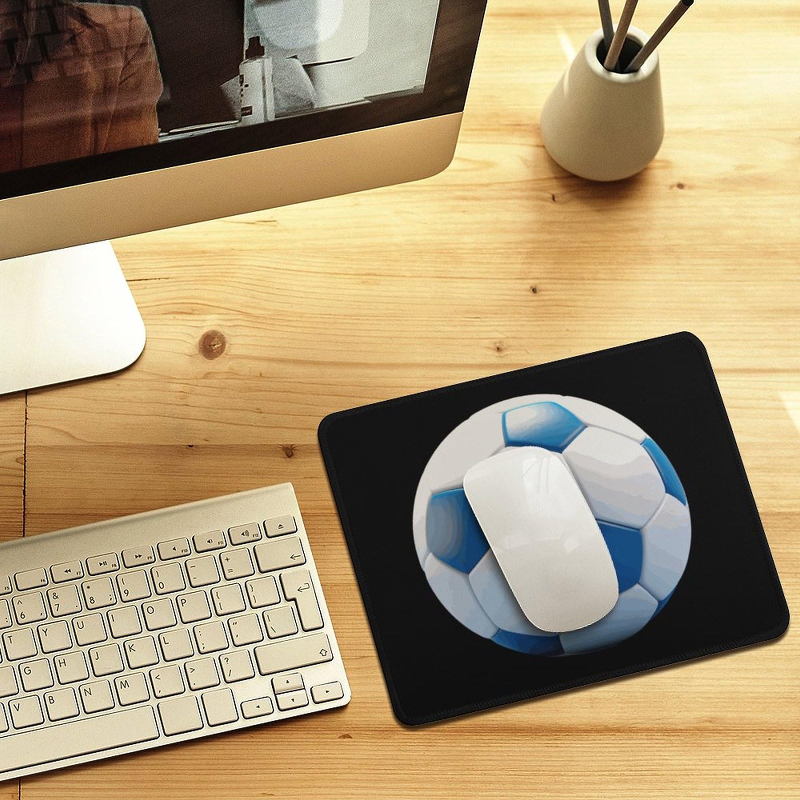 Premium Football-Themed Mouse Pad - Non-Slip Rubber Base, Stitched Edge, Waterproof (9.8