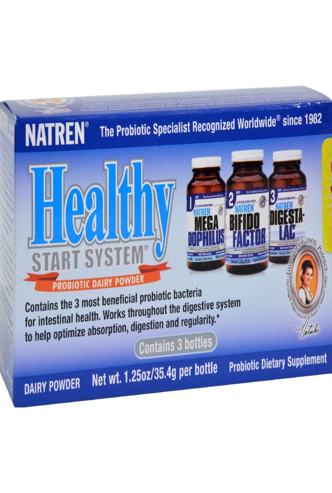 Natren Healthy Start System Powder - Probiotic Supplement for Digestive Health, 1.25 Ounce - Supports Immune System & Gut Flora Balance - Perfect for Daily Wellness Routine & Travel