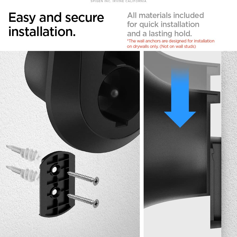 Spigen All-in-One EV Charger Cable Organizer Holder - J1772 & CCS Plug Compatible, Wall Mount Accessory for Level 2 Charging Stations | Perfect for Home Garage & Public Parking Cable Management