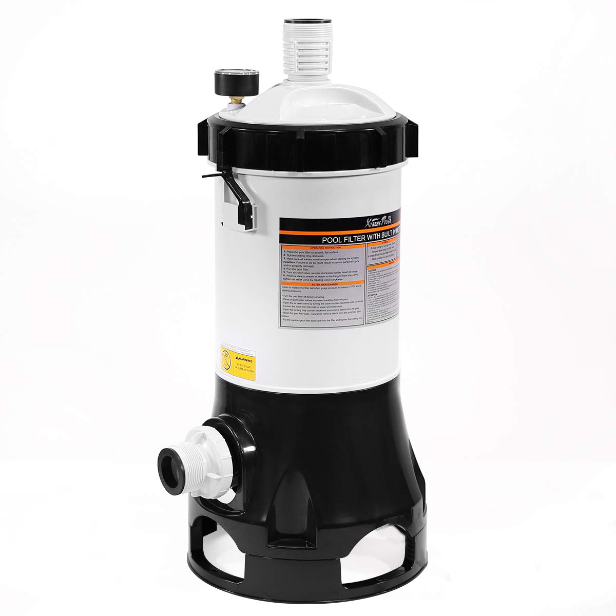 XtremepowerUS 1500 GPH Above Ground Pool Cartridge Filter System with Built-in Pump & Pressure Gauge - Perfect for Backyard Swimming Pools, Inflatable Pools, and Water Filtration Maintenance