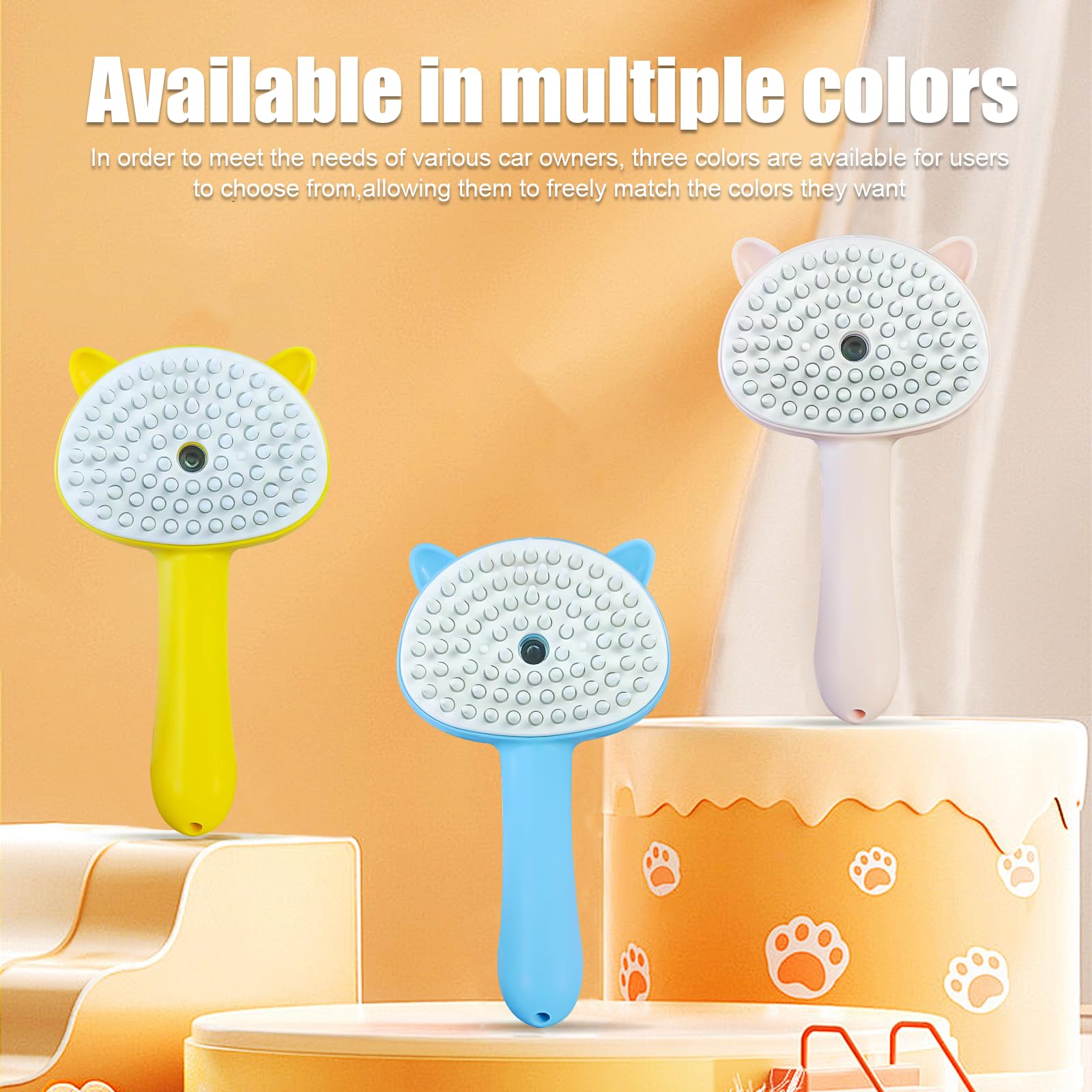 4-in-1 Pet Steam Spray Brush with Handle - Rubber Massage Dog & Cat Grooming Brush with Release Button for Long & Short Hair - Perfect for Bathing, Shedding Control & Coat Detangling (Pink) - Ideal for Home Pet Grooming & Professional Use