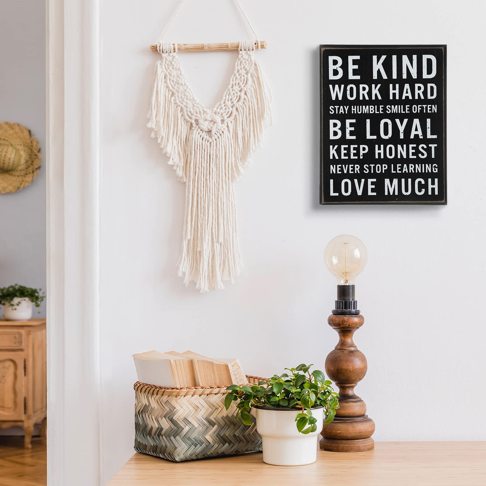 Jetec 4.7 x 6 Inch Wooden Box Signs with Inspirational Quotes - Be Kind Sayings for Home & Office Decor, Motivational Desk Plaque, Farmhouse Style - Perfect for Gifts, Wall Art, and Workspace Motivation