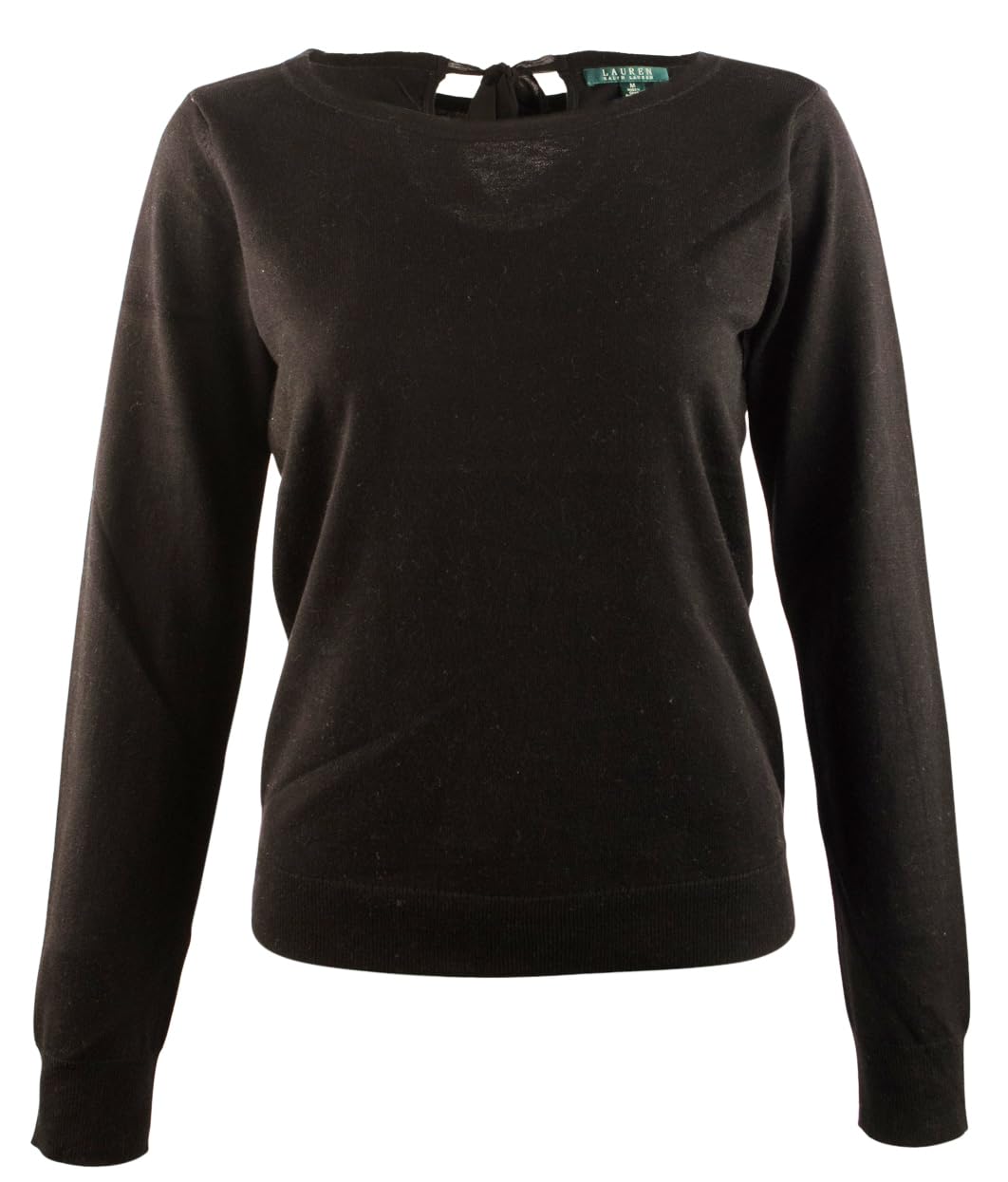 Women's Keyhole Tie-Back Sweater - Soft Knit Pullover for Fall & Winter - Casual Chic Black Sweater for Work, Date Night & Cozy Evenings