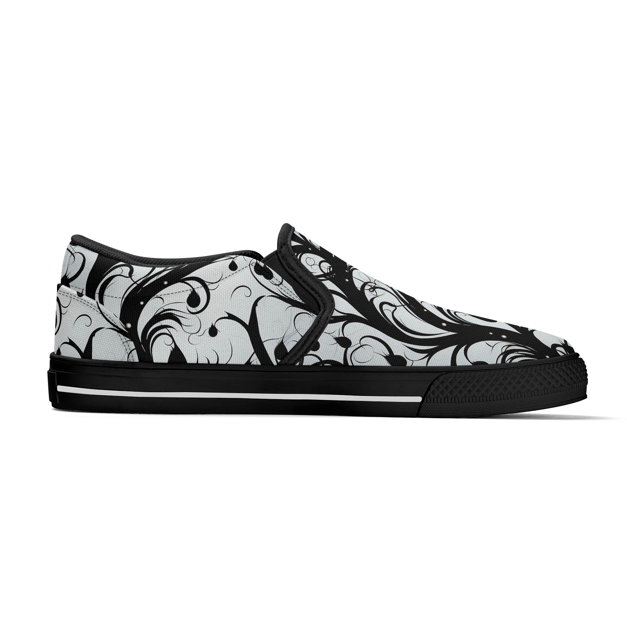 Goth Vines of Darkness Slip-On Shoes for Women - Punk Rock Gothic Platform Sneakers - Comfortable & Stylish for Concerts, Halloween & Alternative Fashion