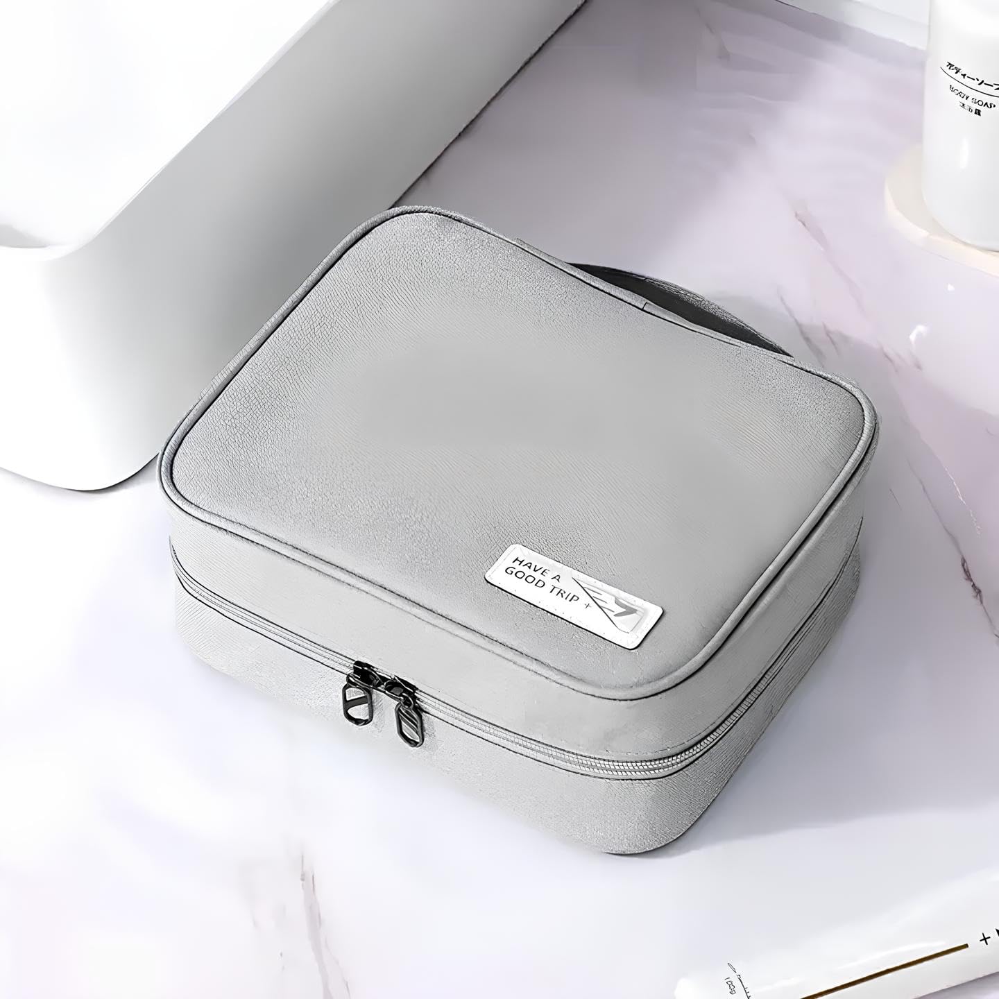 Electro Wolf Large Cosmetic Organizer Bag for Women - Waterproof Makeup Pouch with Multiple Pockets for Brushes, Toiletries & Beauty Essentials - Perfect for Travel, Home Storage & Daily Use (Cyan Blue)