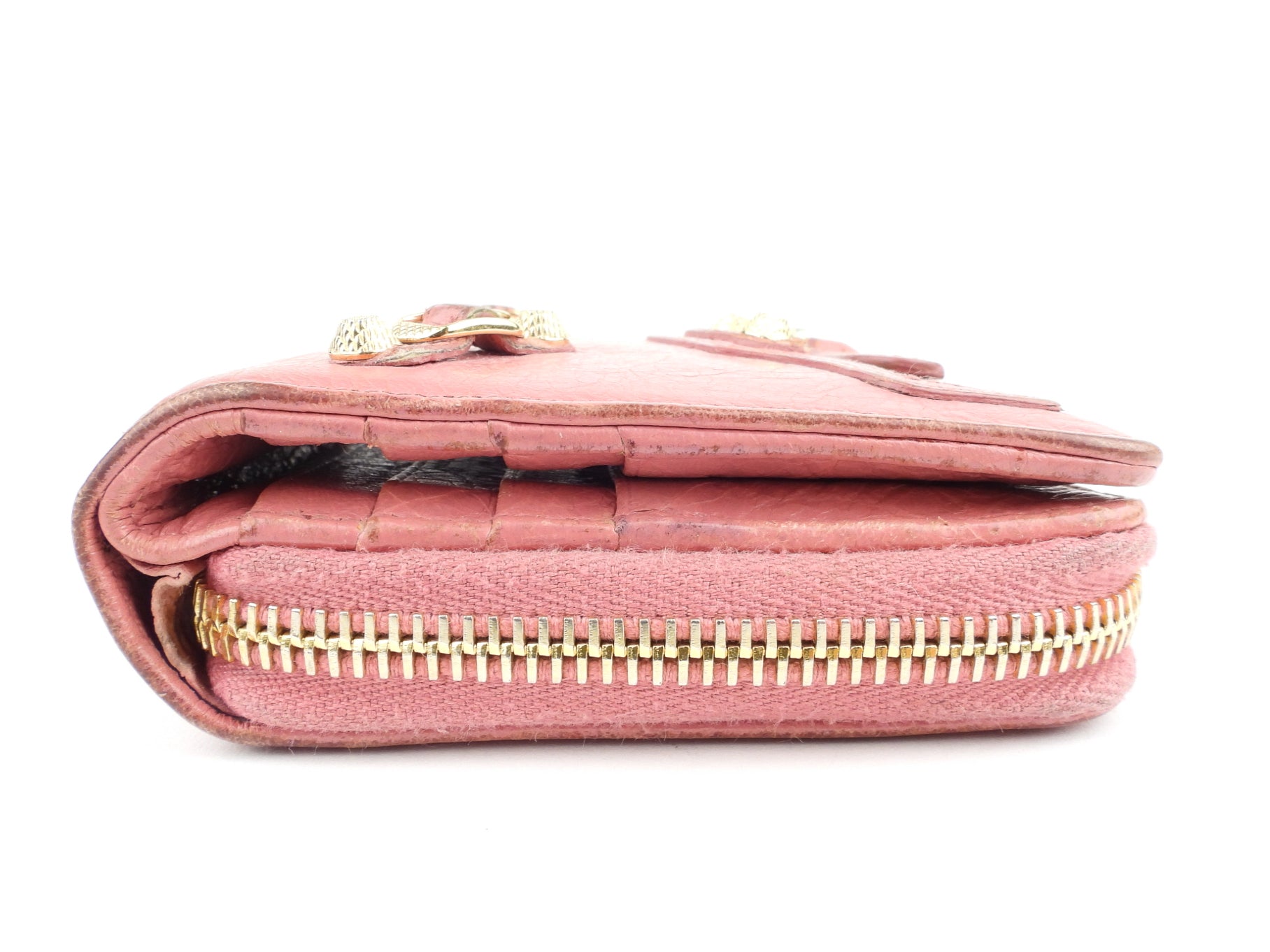 Balenciaga Pink Agneau Leather Moto Classic City Bifold Wallet for Women - Luxury Designer Wallet for Everyday Use & Gift Giving