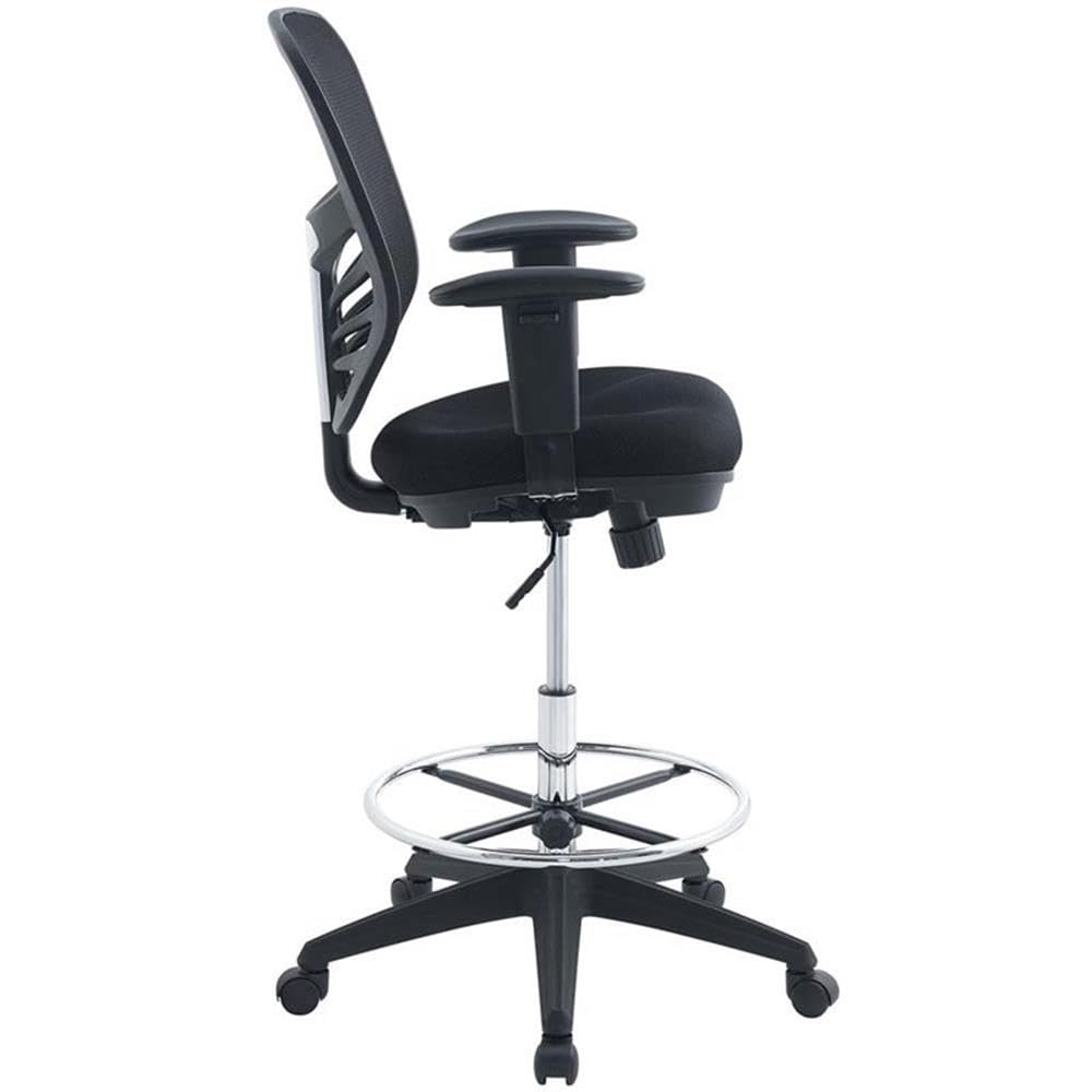 Modway Articulate Ergonomic Drafting Chair - Adjustable Height Office Chair for Desk & Drafting Table - Black Mesh Back Support - Perfect for Home Office, Reception & Studio Work