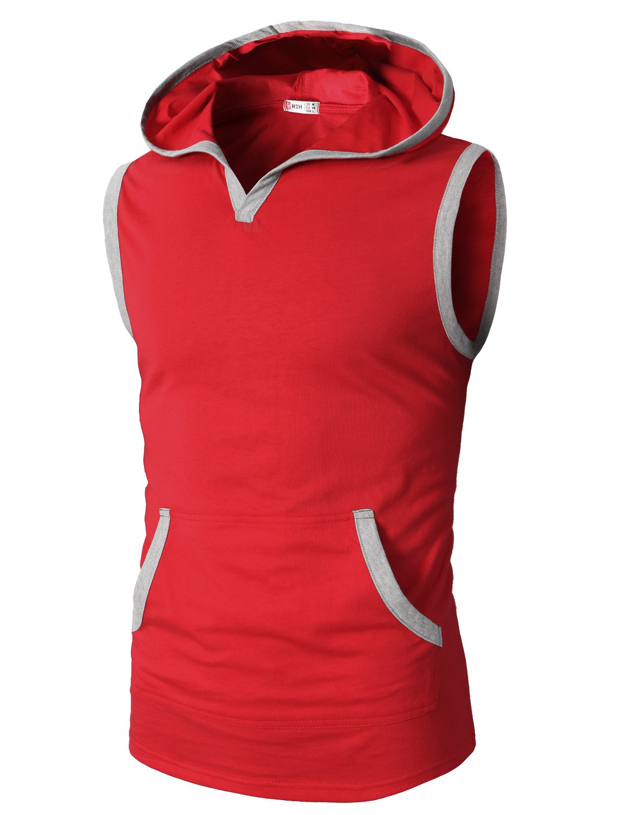 H2H Men's Slim Fit Hoodie Tank Top - Breathable Sleeveless Gym Shirt for Workout & Casual Wear | Lightweight Athletic Top for Running, Training & Outdoor Activities