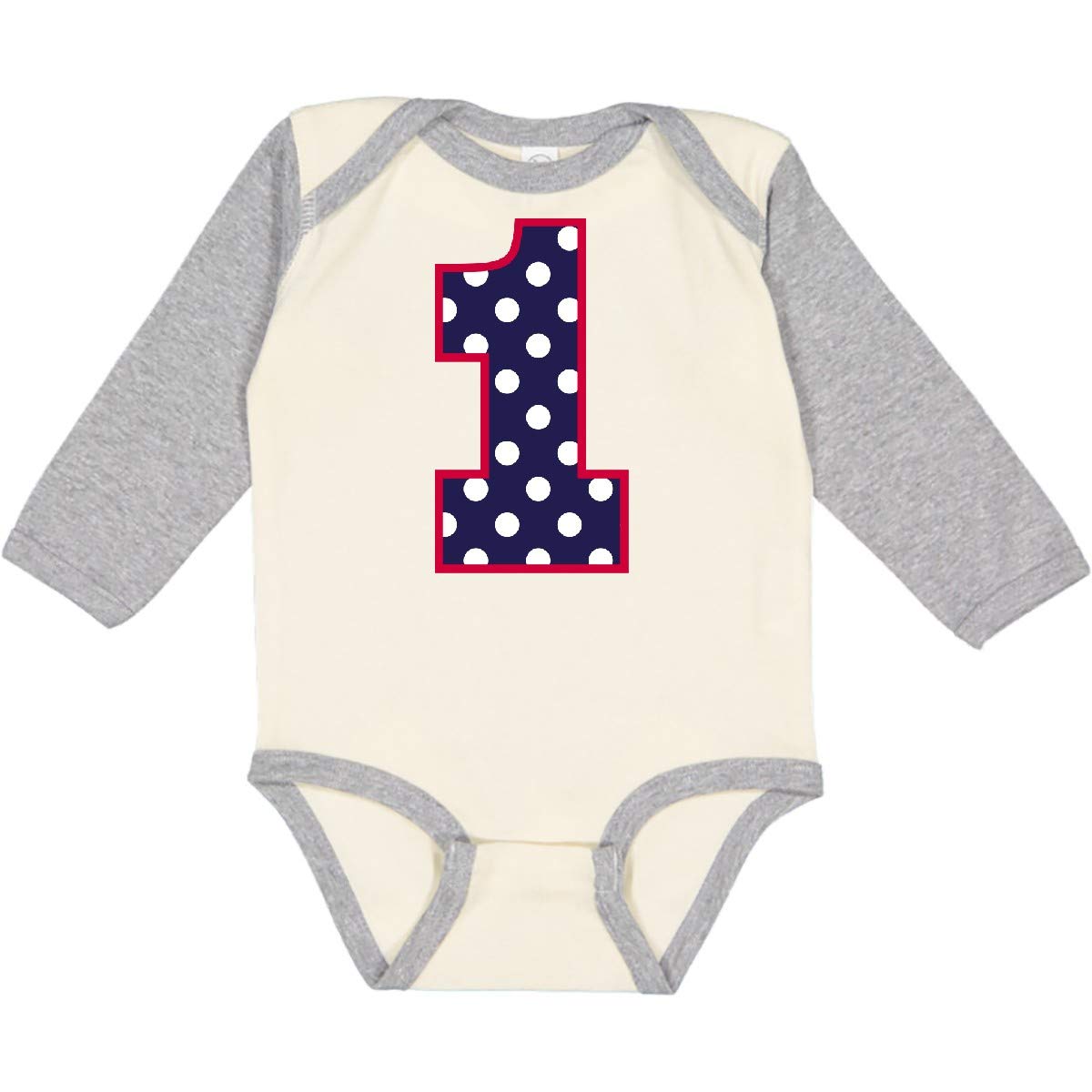 Inktastic 1st Birthday Polka Dot Long Sleeve Baby Bodysuit - Cute 1 Year Old Outfit for Birthday Party, Photo Shoot & Special Occasions