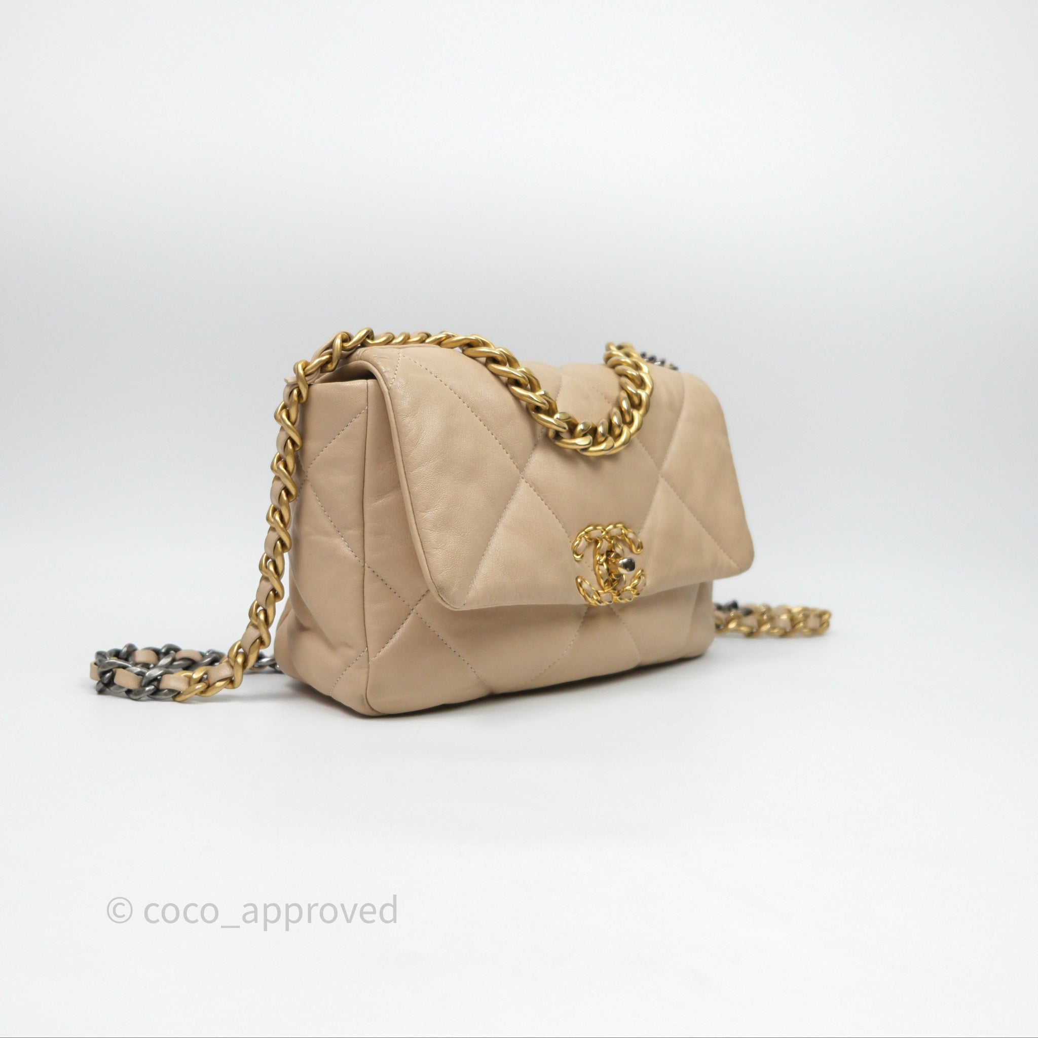 Chanel 19 Small Beige Mixed Hardware Flap Bag - Luxury Designer Handbag for Women | Perfect for Everyday Use, Work & Special Occasions