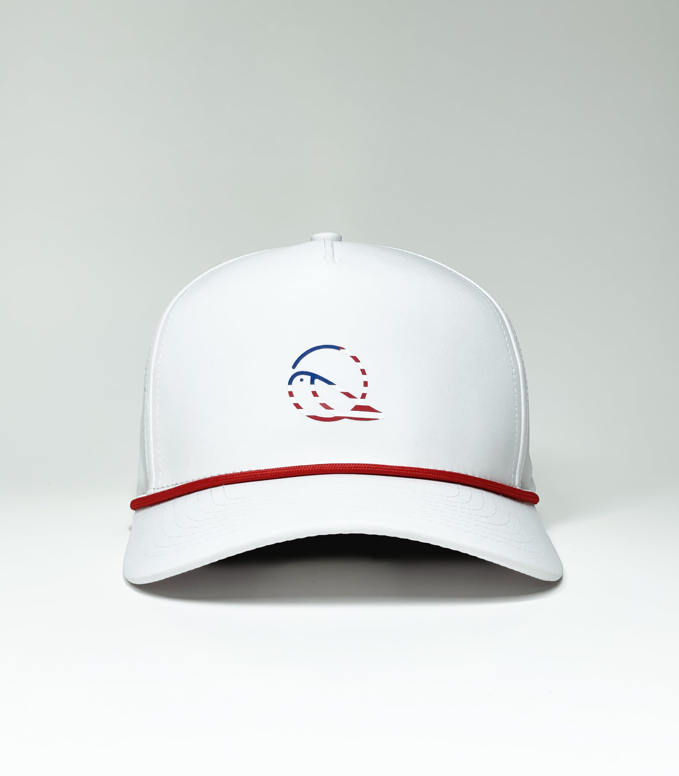 Captain 2 Golf Hat - White Snapback with Red Rope Design | Waterproof, Moisture Wicking & Breathable Performance Cap | Quick Drying for Golf, Outdoor Sports & Casual Wear
